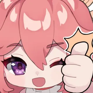 🌟 Anime, Imut, Kartun, Chibi, Rambut merah muda, Jempol ke atas telegram sticker