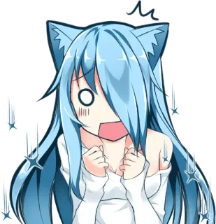 😵 Anime, Dessin animé, Surpris, Kawaii, Mignon, Fille, Oreilles de chat whatsapp sticker