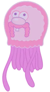 🐬 jellyfish, cartoon, sea creature, pink, ocean, animal telegram sticker