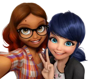 👯 Alya Césaire Miraculous: Tales of Ladybug & Cat Noir Miraculous Ladybug, Alya, Ladybug, cartone animato, animato, personaggi, selfie, Marinette telegram sticker