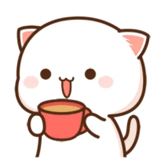 ☕ Katze, niedlich, Kaffee, Tee, kawaii, Tier telegram sticker
