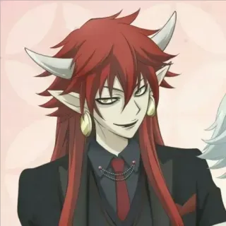 😶 Anime, Demone, Corna, Fantasy, Personaggio, capelli rossi, maschio whatsapp sticker