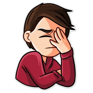😦 facepalm, disappointment, cartoon, upset, frustration, embarrassment, regret, pity, bothered telegram sticker