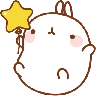 ⭐ molang, rabbit, cute, star, cartoon telegram sticker