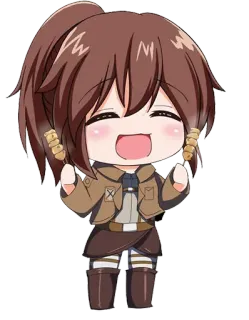 😄 Sasha Braus Attack on Titan 애니메이션, 만화, 치비, 사샤 브라우스, 진격의 거인, 만화, 귀여운 telegram sticker