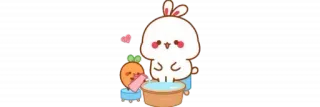 🫖 kelinci, lucu, wortel, kawaii telegram sticker