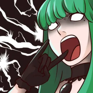 😱 Мультфильм, Аниме, Девушка, Злая, Выражение, Молния telegram sticker