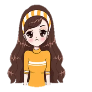 😐 Desenho animado, Garota, Fofo, Adesivo, Feminino, Brava telegram sticker