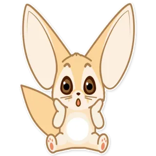 😱 fennec, carino, animale, cartone animato, adesivo, kawaii telegram sticker
