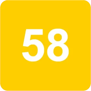 🟨 58 numero, giallo, 58, matematica telegram sticker
