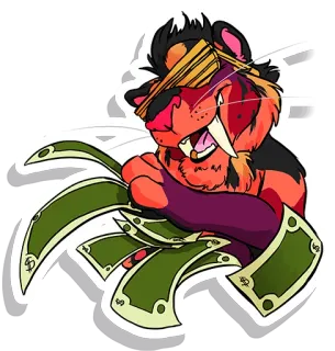 💰 tigre, dinheiro, grana, animal, desenho animado, riqueza telegram sticker