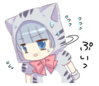 😥 は？ Anime, Kot, Zdezorientowany, Pot, Zszokowany, Słodki, Kawaii, Pytanie telegram sticker