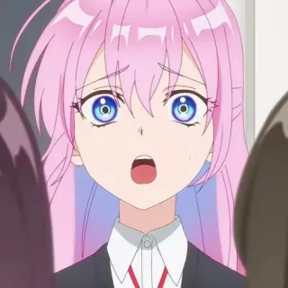 🐻 Anime, Pinke Haare, Überrascht, Süß, Mädchen telegram sticker