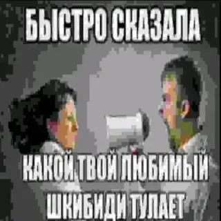 😡 БЫСТРО СКАЗАЛА
КАКОЙ ТВОЙ ЛЮБИМЫЙ
ШКИБИДИ ТУЛАЕТ Meme, Russisch, Text, Schreien whatsapp sticker