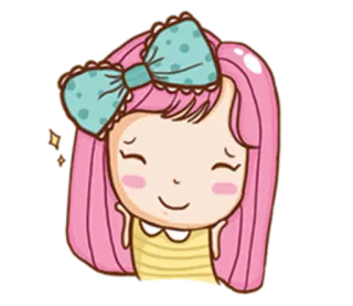 ☺️ Cartoon, Mädchen, Süß, Pinke Haare, Schleife telegram sticker
