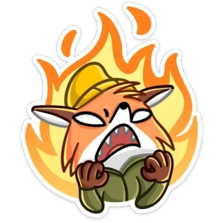 🔥 renard, dessin animé, colère, feu, illustration, émotionnel telegram sticker