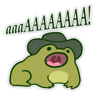 😮 aaaaaaaaaa! frog, yelling, cowboy hat, cartoon, animal, funny telegram sticker