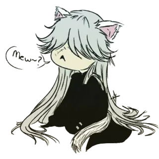 😸 Mew? Katze, süß, Tier, Ohren, graue Haare, Anime telegram sticker