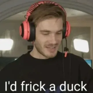 🦆 PewDiePie I'd frick a duck meme, offensive, PewDiePie, joke, humor, duck telegram sticker