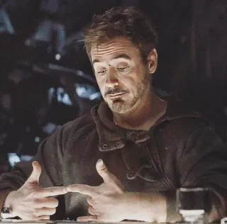 👉 Tony Stark Iron Man robert downey jr, tony stark, marvel, pensando, gracioso whatsapp sticker