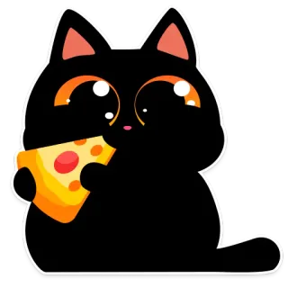 🍕 Katze, Käse, süß, Tier, Essen, Cartoon telegram sticker