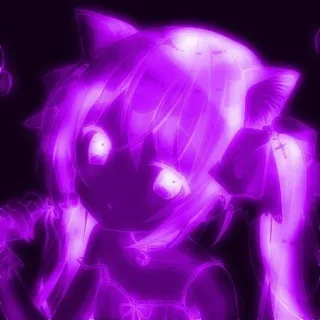 💓 动漫, 猫娘, 发光, 紫色, 耳朵, 数字艺术, 3D telegram sticker