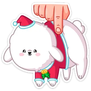 ☺️ собака, рождество, дед мороз, щенок, милый, мультфильм whatsapp sticker
