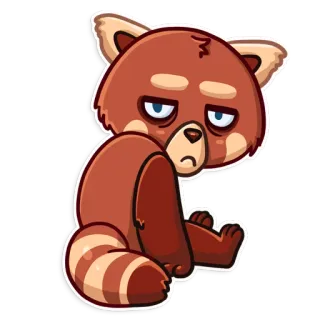 😑 panda rojo, animal, dibujo animado, pegatina, lindo, triste, aburrido whatsapp sticker