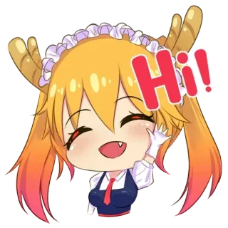 👋 Hi! saludo, lindo, anime, dibujos animados, hola telegram sticker