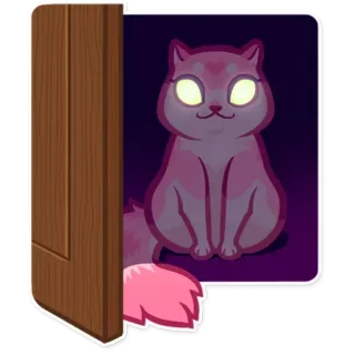 😶 kucing, mata menyala, pintu, merah muda, hewan, kartun whatsapp sticker