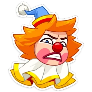 😡 clown, colère, dessin animé, expression, visage, autocollant whatsapp sticker