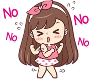 😑 No Dibujo animado, Chica, Enojada, No, Desacuerdo, Negativa telegram sticker
