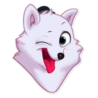 😜 pies, zwierzę, kreskówka, uroczy, naklejka, język, mrugnięcie telegram sticker
