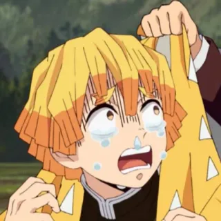 💛 Zenitsu Agatsuma Demon Slayer anime, manga, demon slayer, zenitsu, crying whatsapp sticker
