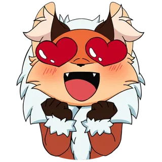 💗 raposa, desenho animado, animal, amor, olhos de coração telegram sticker