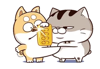 😊 gato, perro, oro, animal, divertido, lindo whatsapp sticker