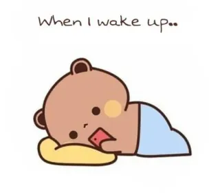 ❤️ When I wake up... ours, dessin animé, endormi, téléphone, réveil, mignon telegram sticker