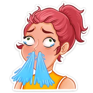 😭 menangis, emosional, kesal, sedih, air mata, kartun, wanita telegram sticker