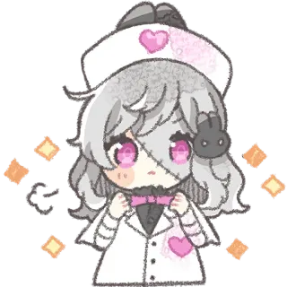 ✨ Anime, Manga, Lindo, Enfermera, Chica, Kawaii, Vendaje, Corazón, Brillos telegram sticker