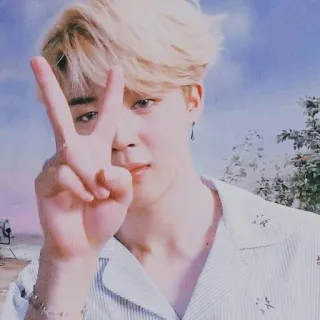 💎 Jimin Jimin, BTS, K-pop, Thần tượng, Ca sĩ, Dấu hiệu hòa bình telegram sticker