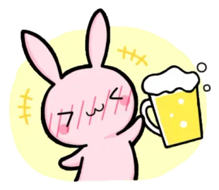 🥂 lapin, lapin, bière, boisson, mignon, kawaii, dessin animé whatsapp sticker