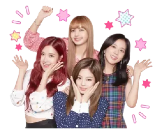 👋 Frauen, Gruppe, Kpop, Pinke Sterne, Lächelnd, Porträt whatsapp sticker