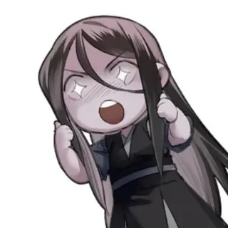 ✨ Q版, 动漫, 卡通, 兴奋, 快乐, 眼睛, 微笑, 黑发 telegram sticker