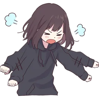 🤯 anime, sticker, angry, girl, emotional, cartoon whatsapp sticker