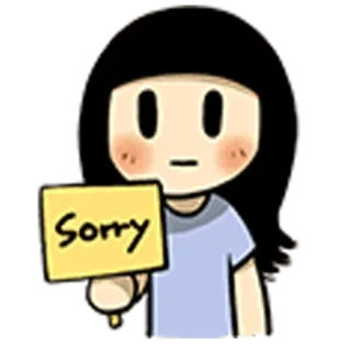 😓 Sorry desculpa, pedido de desculpas, desenho animado, fofo, menina, placa telegram sticker