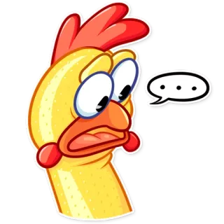 😦 frango, desenho animado, animal, emoji, triste, pensando telegram sticker