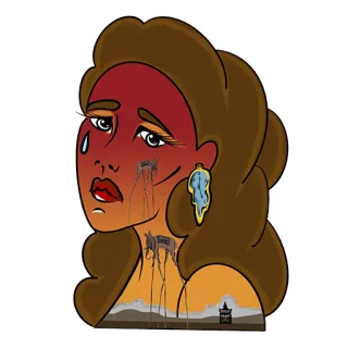 😿 traurig, weinen, surreal, kunst, frau, träne telegram sticker