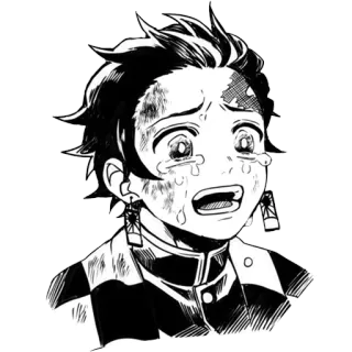 😭 Tanjiro Kamado Demon Slayer Tanjiro, Thanh gươm diệt quỷ, anime, manga, khóc, buồn, nhân vật, hoạt hình telegram sticker
