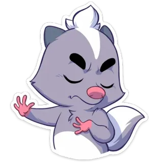 🙅‍♂️ puzzola, animale, cartone animato, carino, grigio, bianco telegram sticker