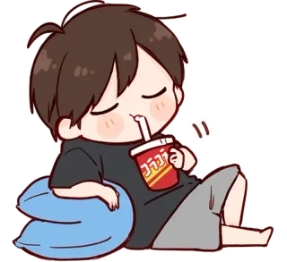 ☕ cartoon, cute, boy, drink, relaxing, chilling, anime telegram sticker